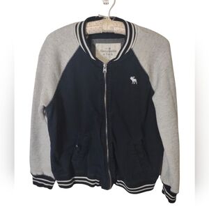 Abercrombie & Fitch Varsity Jacket Full Zip Navy/Grey L Preppy Casual Academia